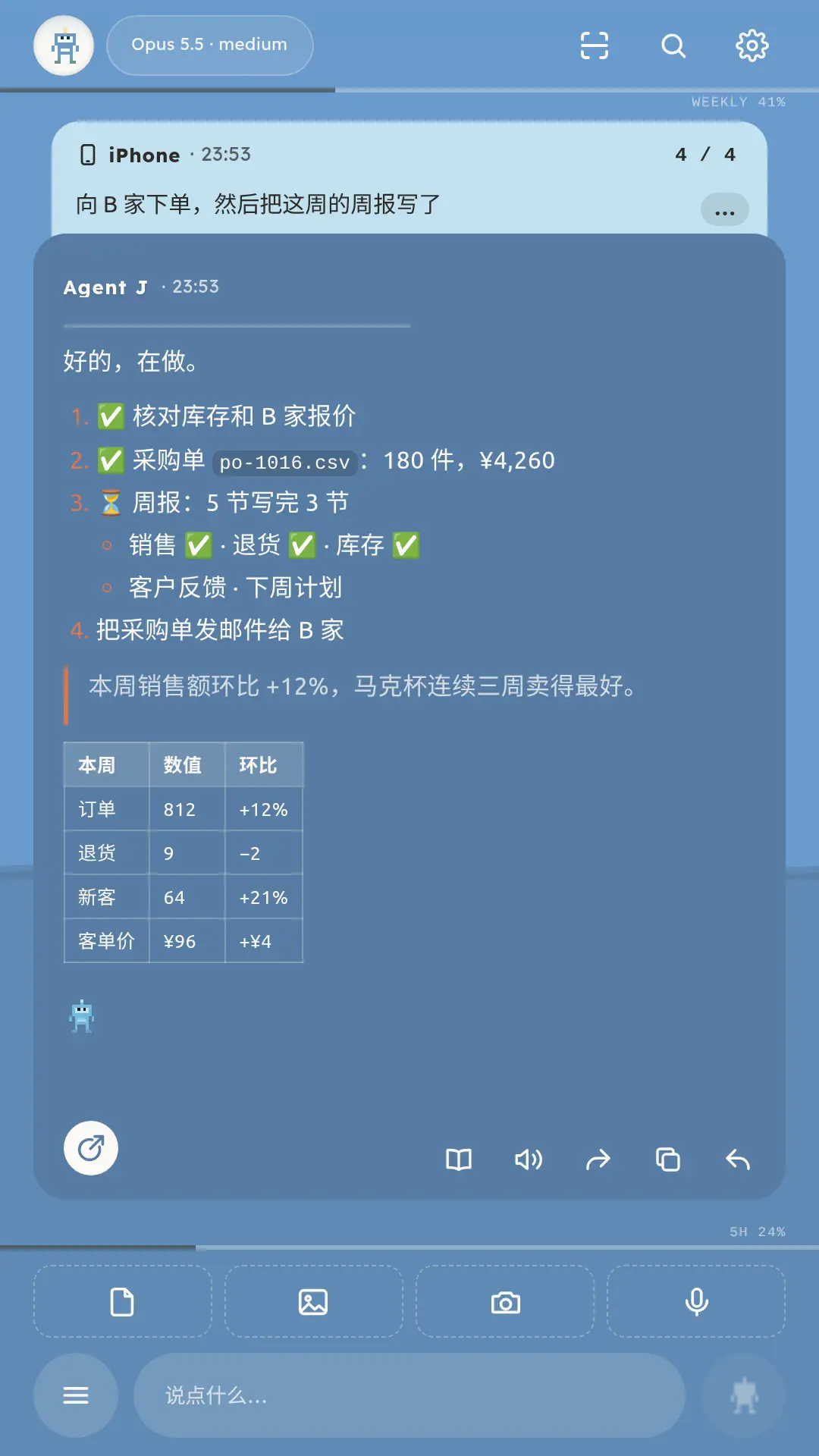 蓝色：正在干活