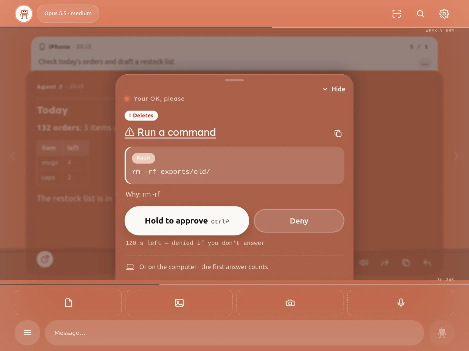 Orange: waiting for your approval