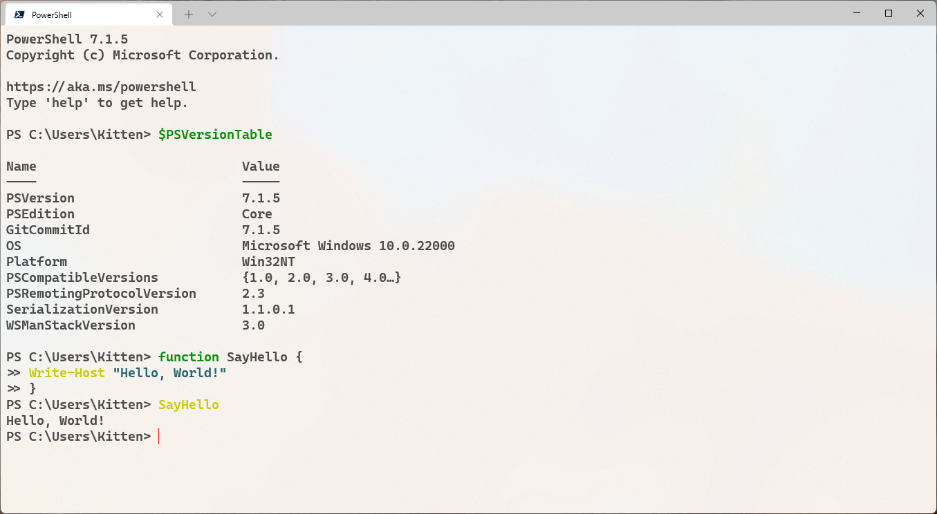 Windows PowerShell 窗口参考